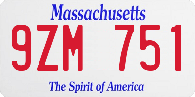 MA license plate 9ZM751