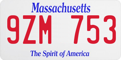 MA license plate 9ZM753