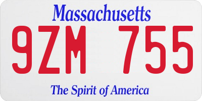 MA license plate 9ZM755