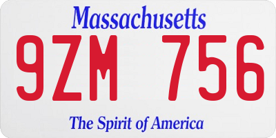 MA license plate 9ZM756