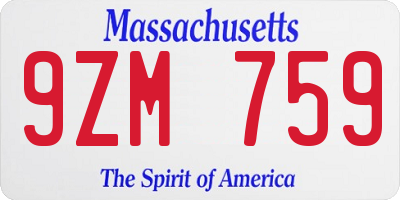 MA license plate 9ZM759