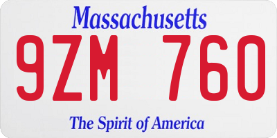 MA license plate 9ZM760