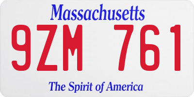 MA license plate 9ZM761