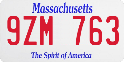 MA license plate 9ZM763