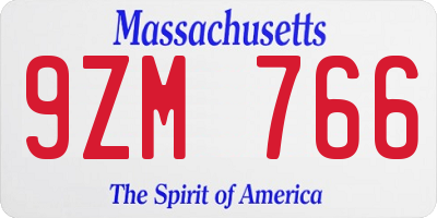 MA license plate 9ZM766