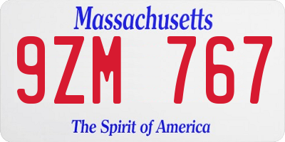 MA license plate 9ZM767