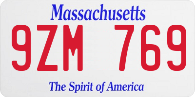 MA license plate 9ZM769