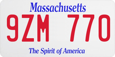 MA license plate 9ZM770