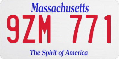 MA license plate 9ZM771