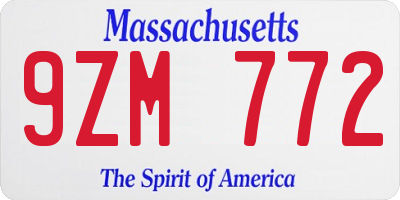 MA license plate 9ZM772