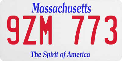 MA license plate 9ZM773