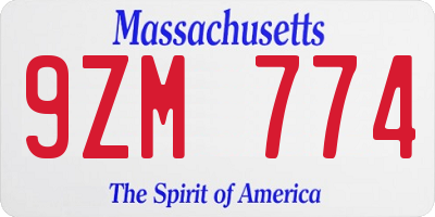 MA license plate 9ZM774
