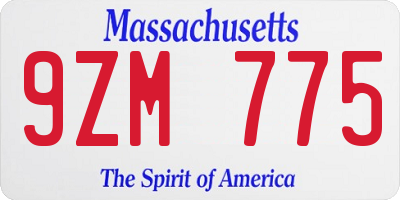 MA license plate 9ZM775