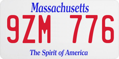 MA license plate 9ZM776