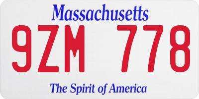 MA license plate 9ZM778