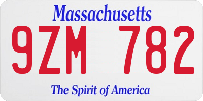 MA license plate 9ZM782