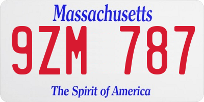 MA license plate 9ZM787