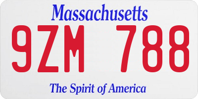MA license plate 9ZM788