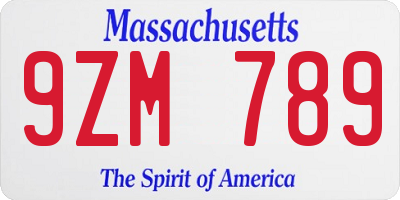 MA license plate 9ZM789