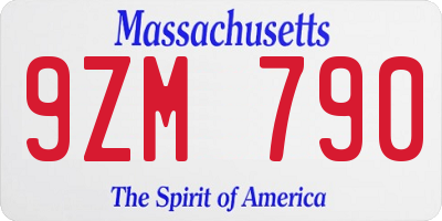MA license plate 9ZM790