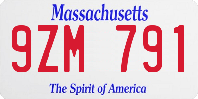 MA license plate 9ZM791