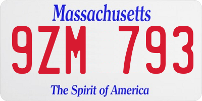 MA license plate 9ZM793