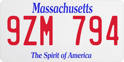 MA license plate 9ZM794