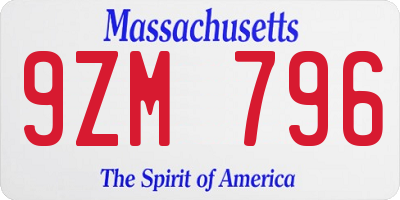 MA license plate 9ZM796