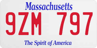 MA license plate 9ZM797