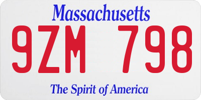 MA license plate 9ZM798