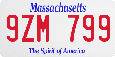 MA license plate 9ZM799