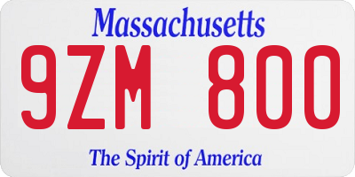 MA license plate 9ZM800