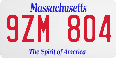 MA license plate 9ZM804