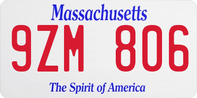MA license plate 9ZM806