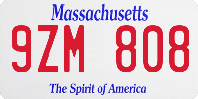 MA license plate 9ZM808
