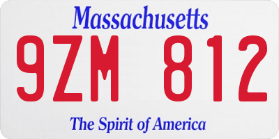 MA license plate 9ZM812