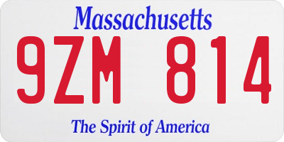 MA license plate 9ZM814