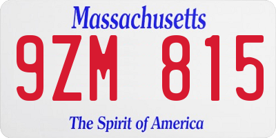 MA license plate 9ZM815