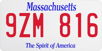 MA license plate 9ZM816