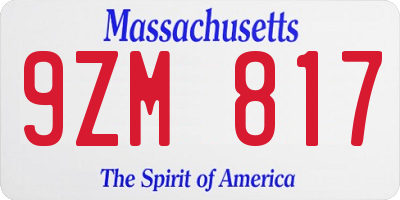 MA license plate 9ZM817