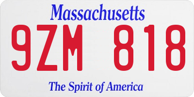 MA license plate 9ZM818