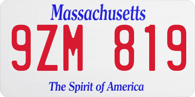 MA license plate 9ZM819