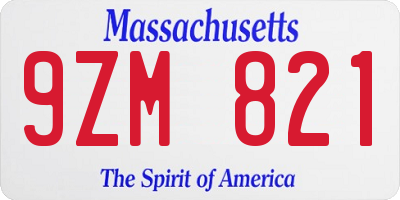 MA license plate 9ZM821