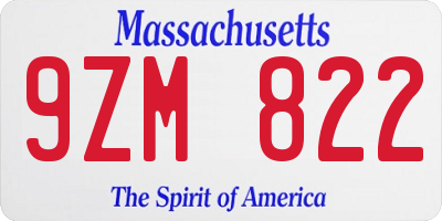 MA license plate 9ZM822