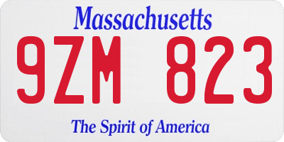 MA license plate 9ZM823