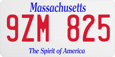 MA license plate 9ZM825