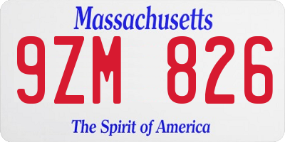 MA license plate 9ZM826