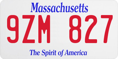 MA license plate 9ZM827