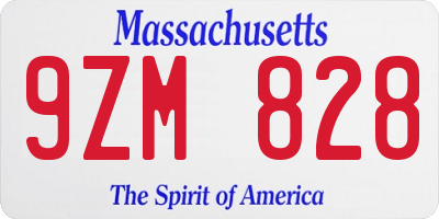 MA license plate 9ZM828