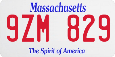 MA license plate 9ZM829